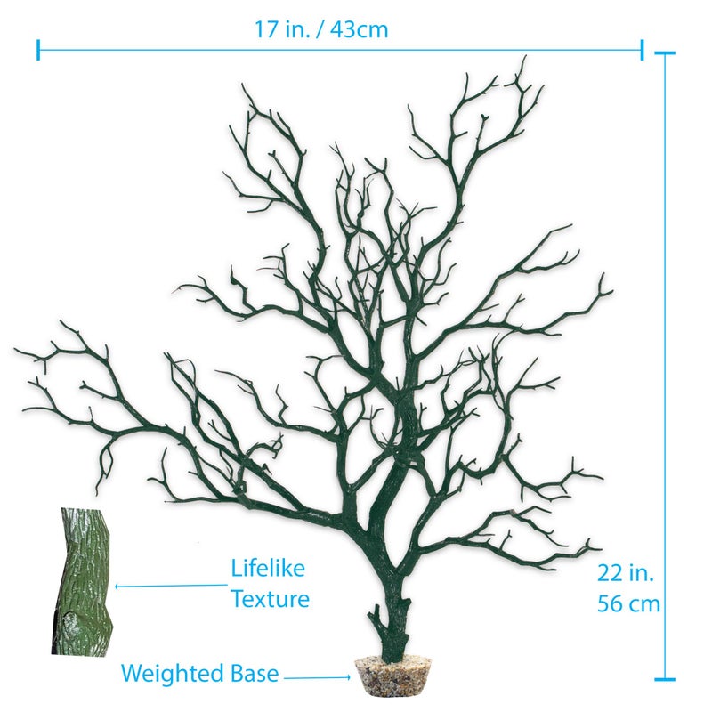 CURRENT USA Moss Green Manzanita Branch 22-inch Tall with Weighted Base | Tree Branches Molded Aquarium Decor Decoration Fake Artificial Fish Tank Ornament for Freshwater or Saltwater (7396) - Image 2